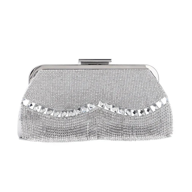 Diamond-Studded Tassel Evening Bag for Women - Beaded Wedding & Party Clutch Purse