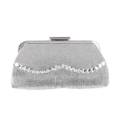 Diamond-Studded Tassel Evening Bag for Women - Beaded Wedding & Party Clutch Purse