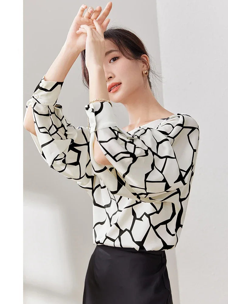 2025 Spring Women's Elegant Chiffon Blouse | High-Quality Lightweight Shirt for a Chic & Youthful Look