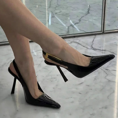 Elegant Slingback High Heels - Sexy Pointed Toe Sandals for Women, Fashion Designer Slides