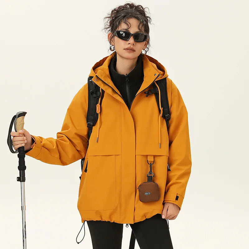 Women's Autumn 3-in-1 Mountaineering Jacket – Loose Fit Outdoor Coat for Women