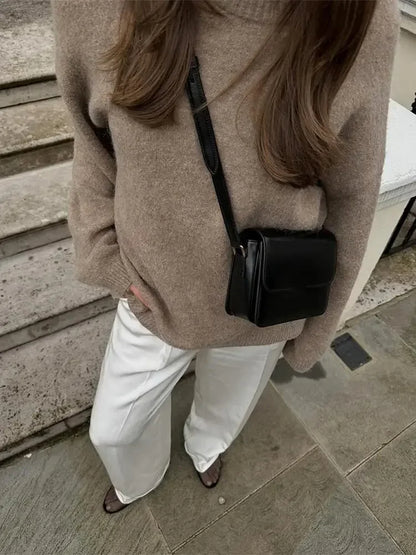 Brown Casual Round Neck Knit Sweater