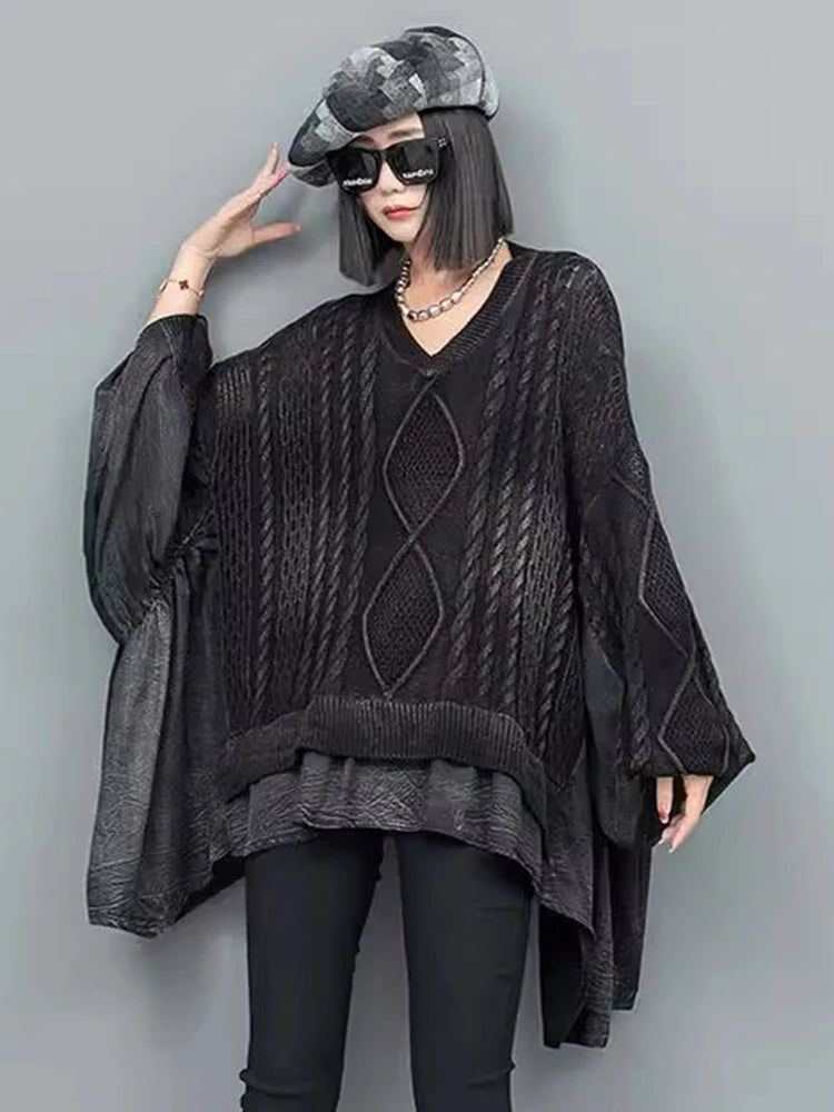 Batwing Sleeve Irregular Big Size Knitting Sweaters