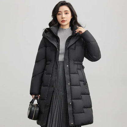 Winter Women's Long Thicken Down Coat – Hooded, Straight Elegant Outerwear, Korean Fashion