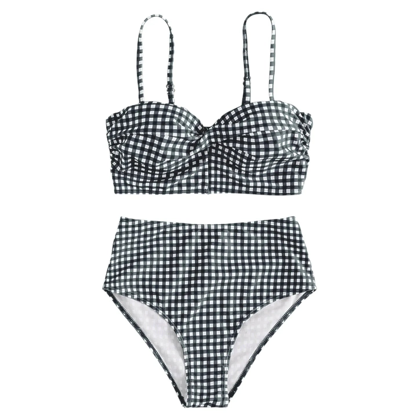 Summer Checkered Printed Push Up Bikini Set