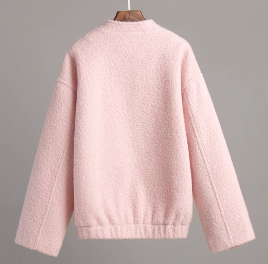 Pink Plush Casual Jacket