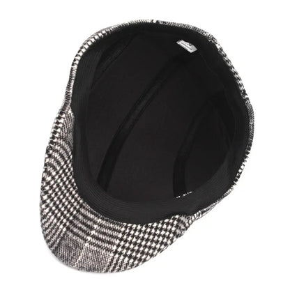 Unisex Retro Plaid Beret – Breathable, Absorbent Paperboy Cap for Spring & Autumn Outdoor Casual Wear