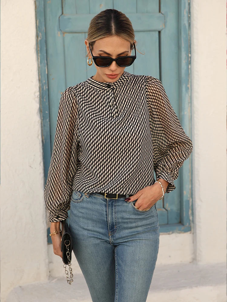 Stylish Women's Chiffon Blouse | Chic Luxury Top with Graceful Design for Spring/Summer