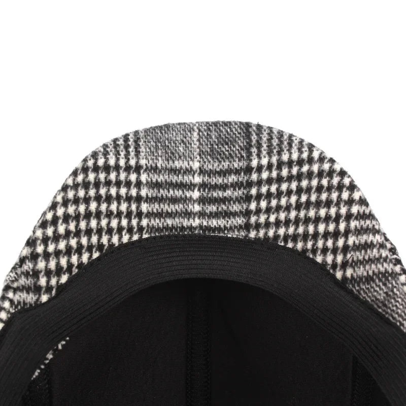 Unisex Retro Plaid Beret – Breathable, Absorbent Paperboy Cap for Spring & Autumn Outdoor Casual Wear