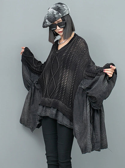 Batwing Sleeve Irregular Big Size Knitting Sweaters