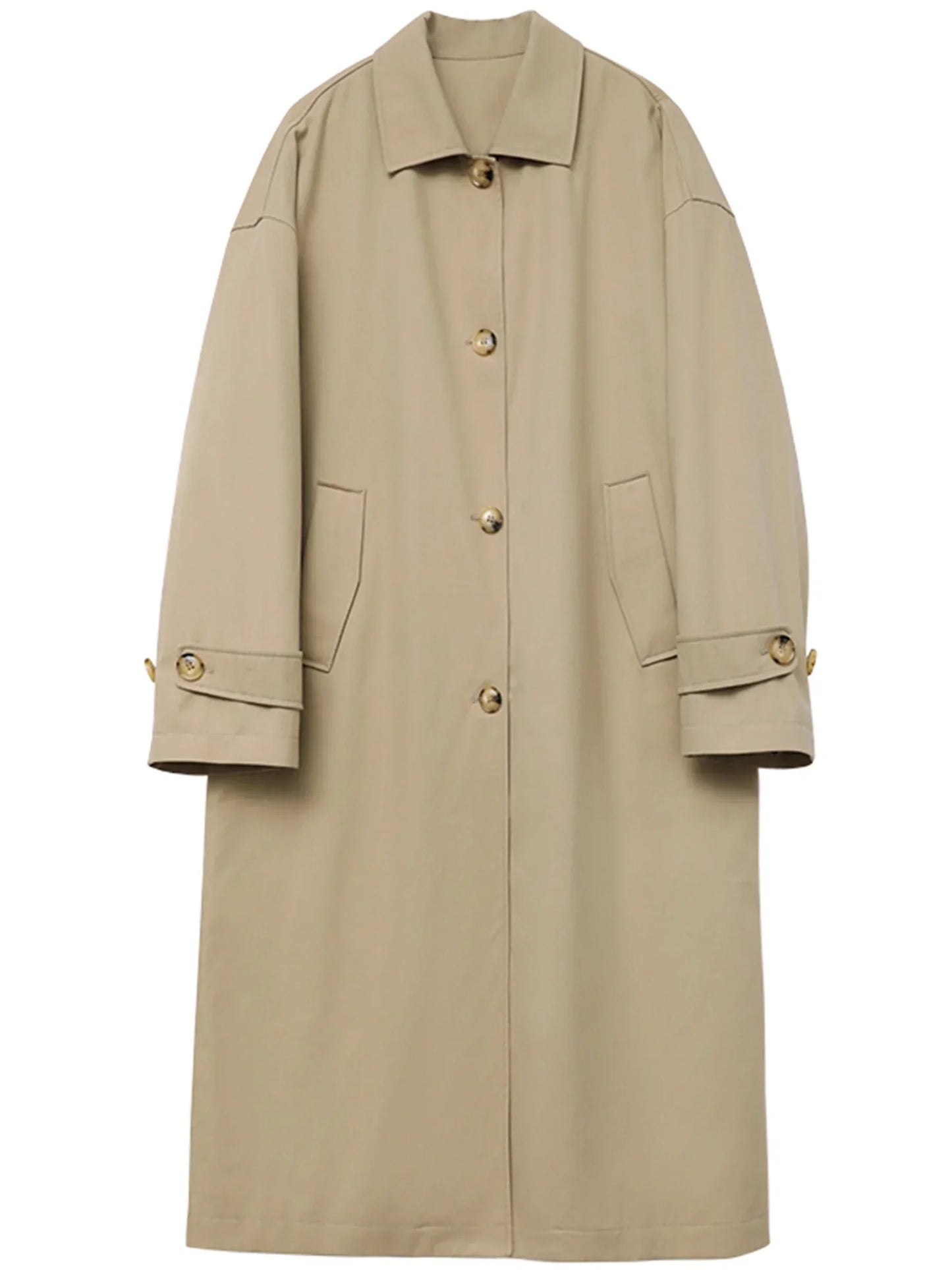 Women's Trench Coat Fashionable Single-Breasted Cotton-Padded Overcoat for Autumn & Winter