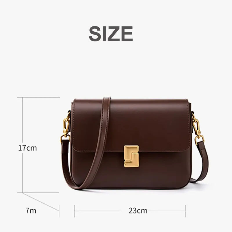 New Cowhide Women's Shoulder Bag - Luxury Designer Genuine Leather Square Crossbody Handbag