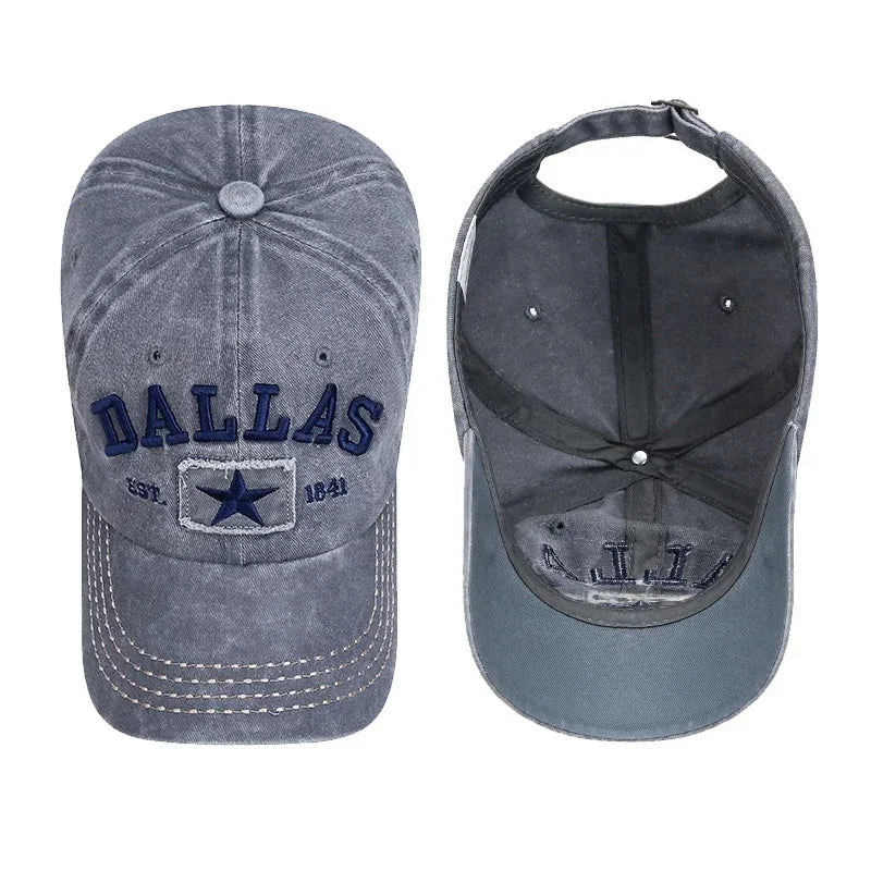 Unisex DALLAS 3D Embroidered Baseball Cap – Snapback Sun Hat, Dad Hat, 4 Color Options