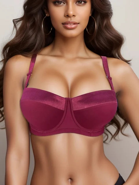 Steel Ring Half Cup Style Push Up Bra For Women