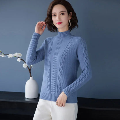 New Half High Neck Warm Autumn Thick Sweaters For Women
