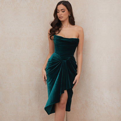 Emerald Enchantment: Velvet Bodycon Party Dress