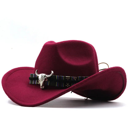 Western Cowboy Hat For Gentleman Lady With Leather Cloche