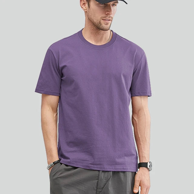 Straight Color Basic Style Casual Cotton T-Shirts