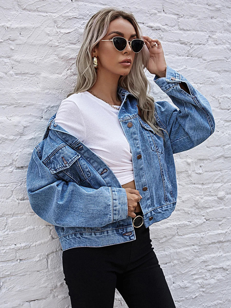 Single Breasted Loose Denim Jacket