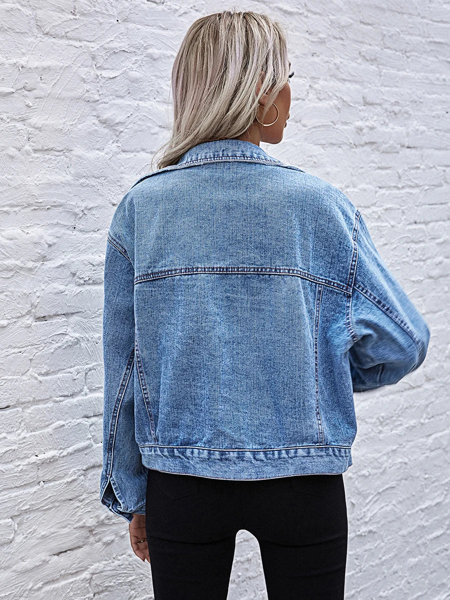 Single Breasted Loose Denim Jacket