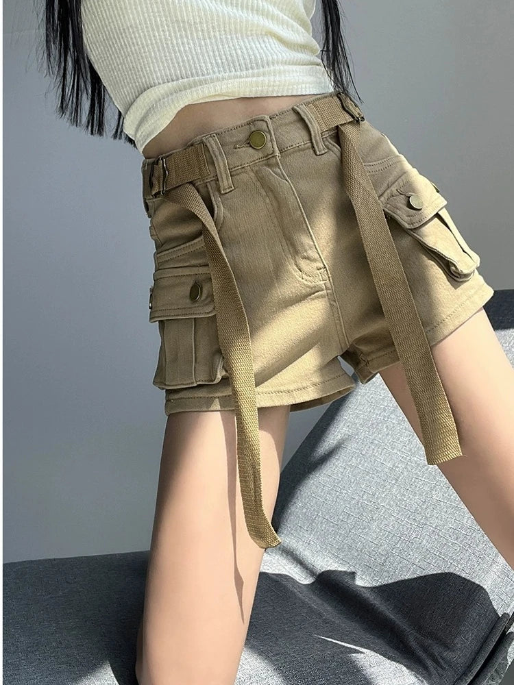 New Large Pocket Denim Cargo Shorts For Women