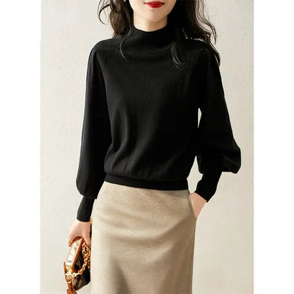 Puff Loose Sleeve High Neck Cool Sweaters