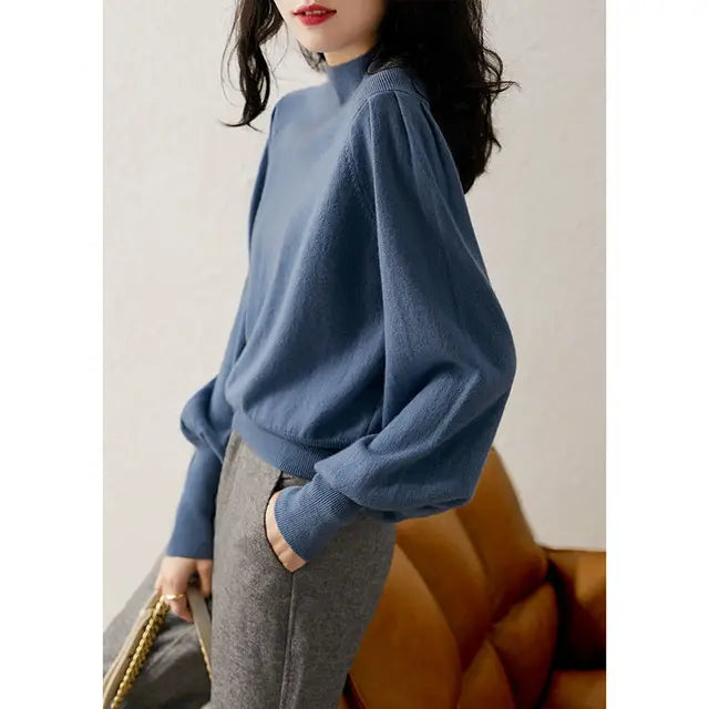 Puff Loose Sleeve High Neck Cool Sweaters