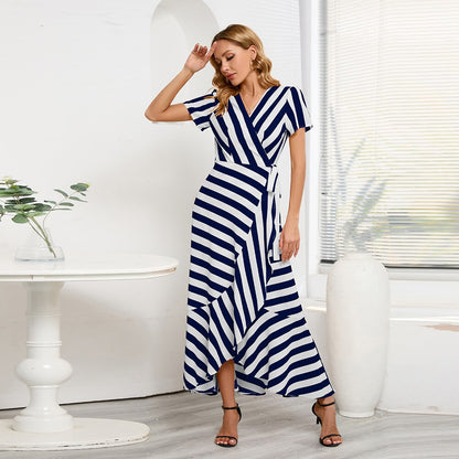 Chic Stripes: Fashion Slim Fit Swing Dress