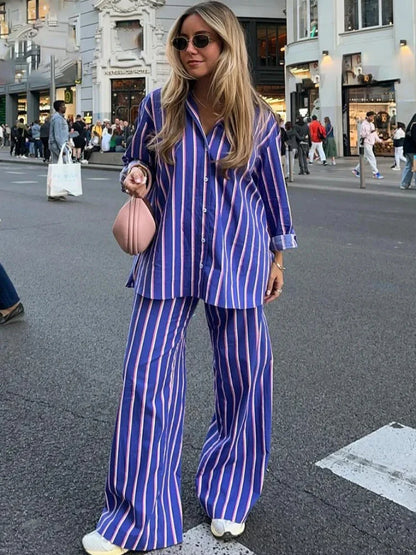 Striped Elegance Pant Set