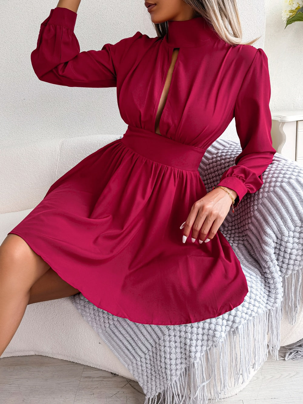 A Line Allure: Hollow Out Dress for Autumn