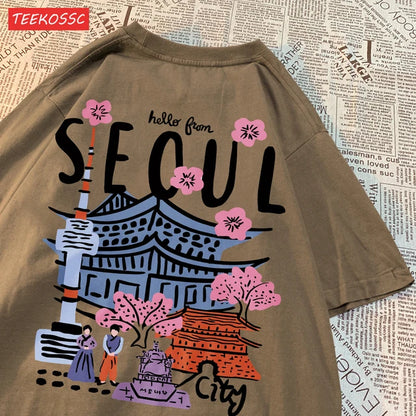 Capital SEOUL Korea Lover Cotton O-Neck T-Shirts