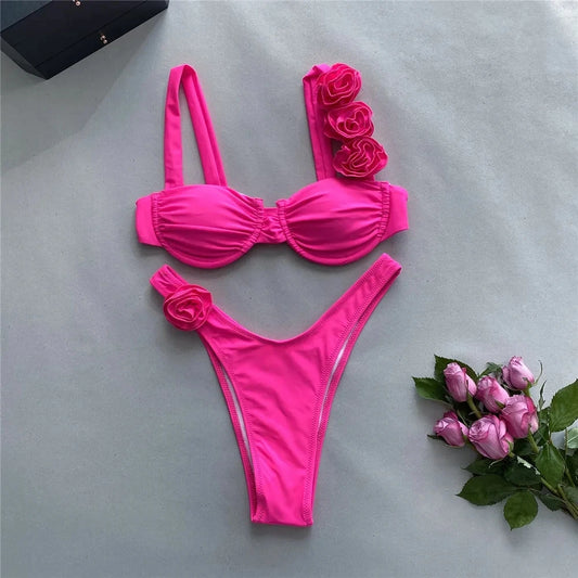 Blossom Glow Push-Up Bikini Set