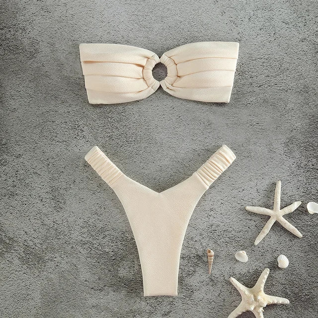 Strapless Sexy Female Push Up Brazilian Bikini Set