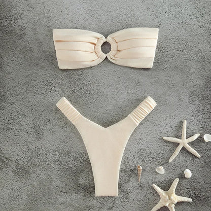 Strapless Sexy Female Push Up Brazilian Bikini Set