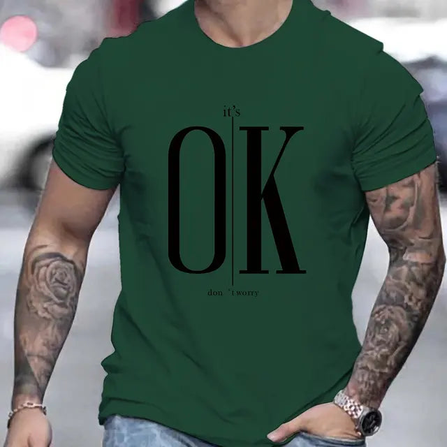 OK Don't Worry Printed Loose Fit Cotton Men T-Shirt
