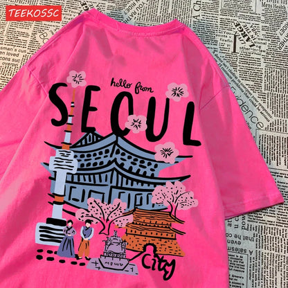 Capital SEOUL Korea Lover Cotton O-Neck T-Shirts