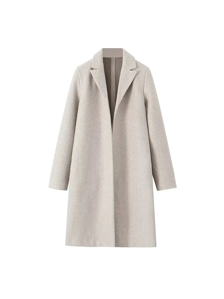 Women Fashion Open Stitch Long Trench Coats