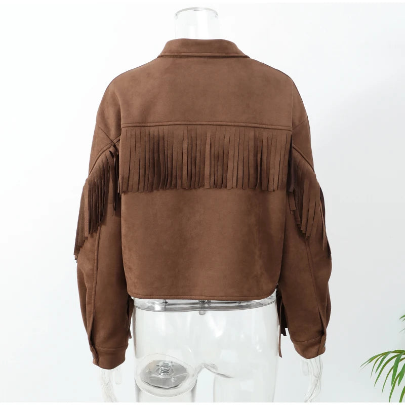 Rustic Charm Tassel Suede Jacket