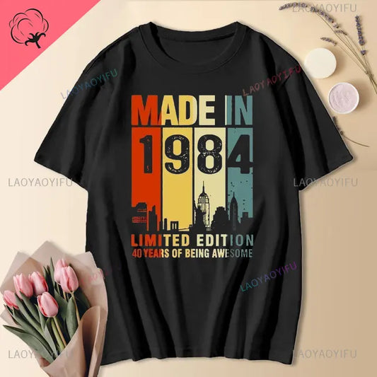 Birthday Anniversary Made in 1984 Cotton T-Shirts
