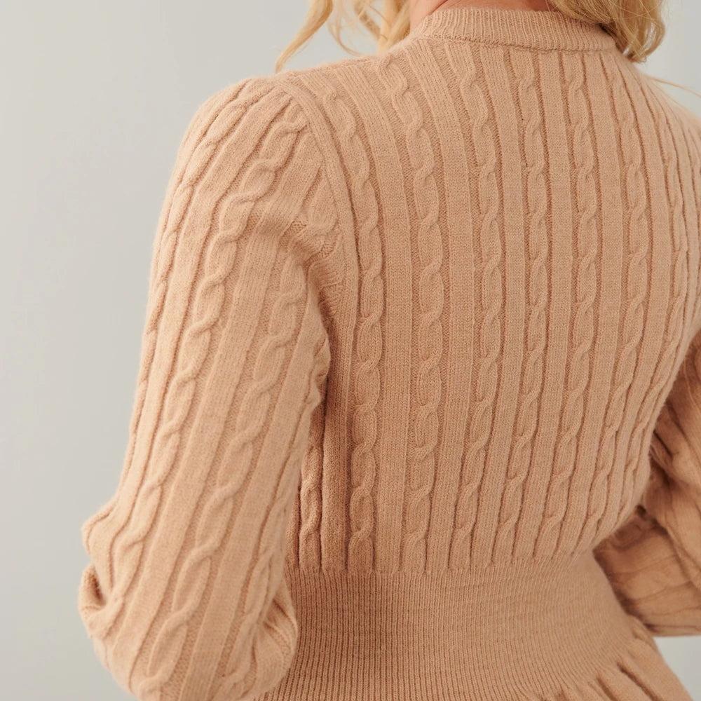 2024 Autumn/Winter Rib Knit Sweater Dress: Elegant Patchwork, Turtleneck, Casual Style