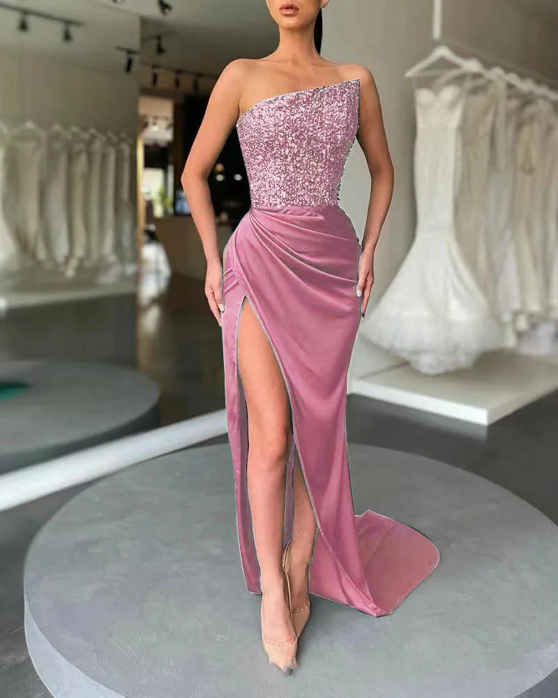 Sequined Mermaid Evening Dress: Luxurious Strapless Elegance