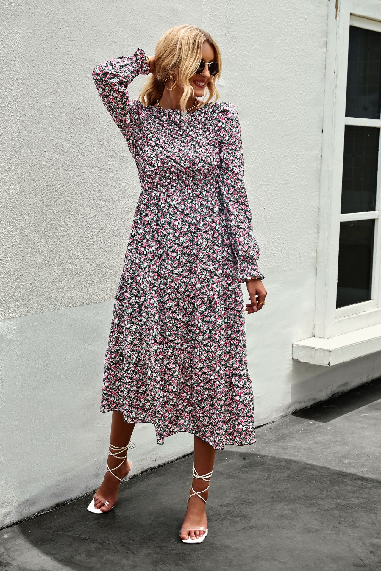 Casual Vintage Long Sleeve Dress