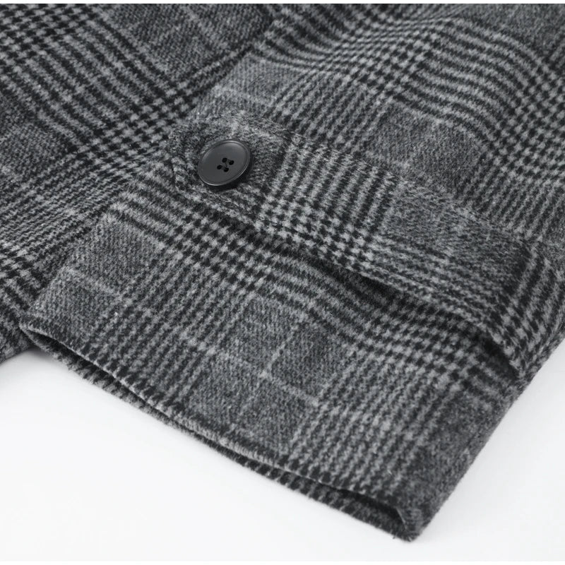 Loose Style Plaid Wool Warm Overcoat For Women