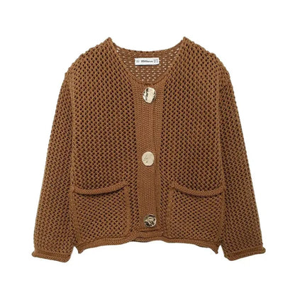 Button Decoration Autumn Winter Knitted Cardigans For Women