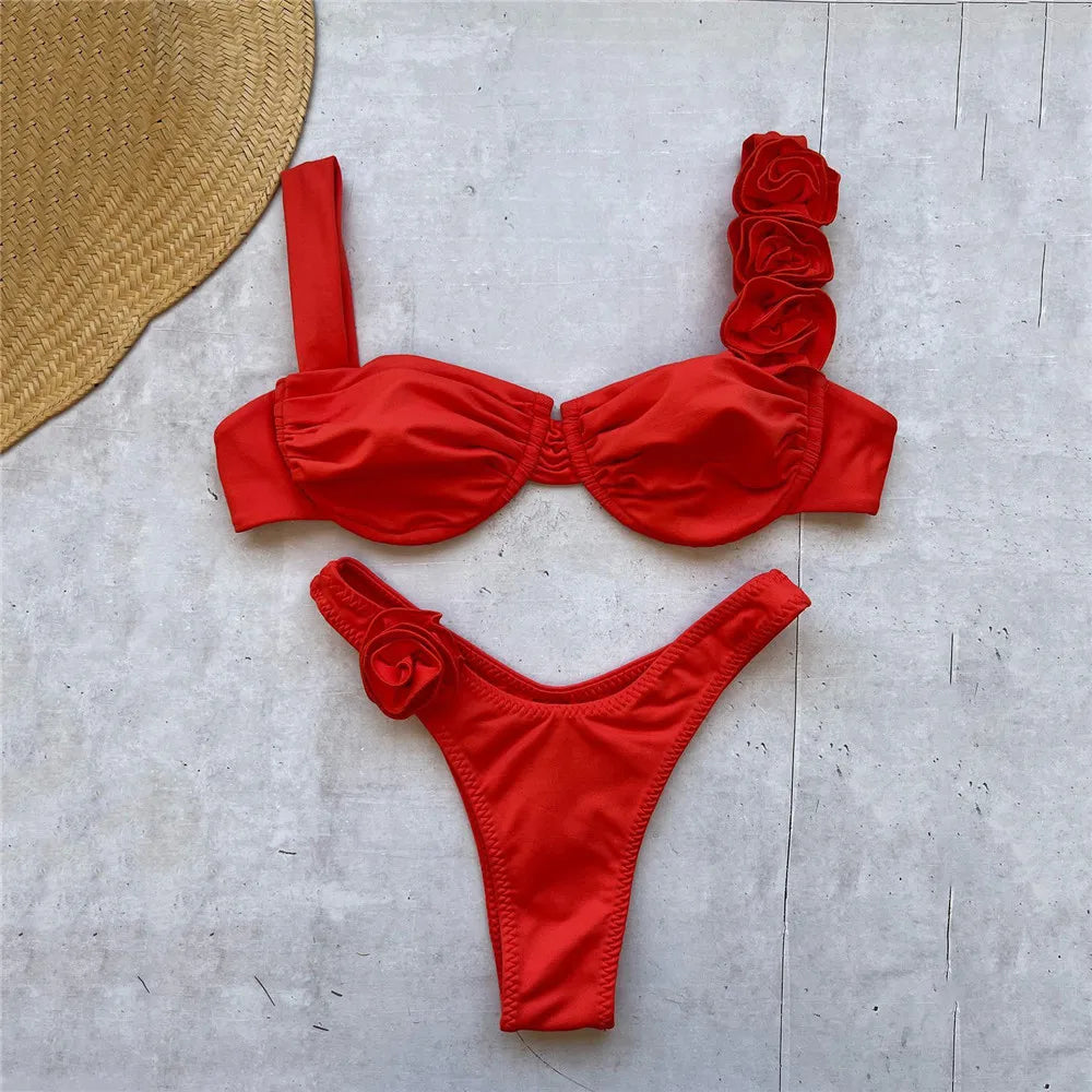 Blossom Glow Push-Up Bikini Set