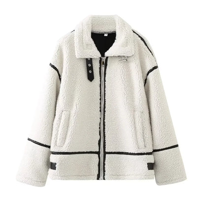 Luxe Lamb Wool Contrast Coat