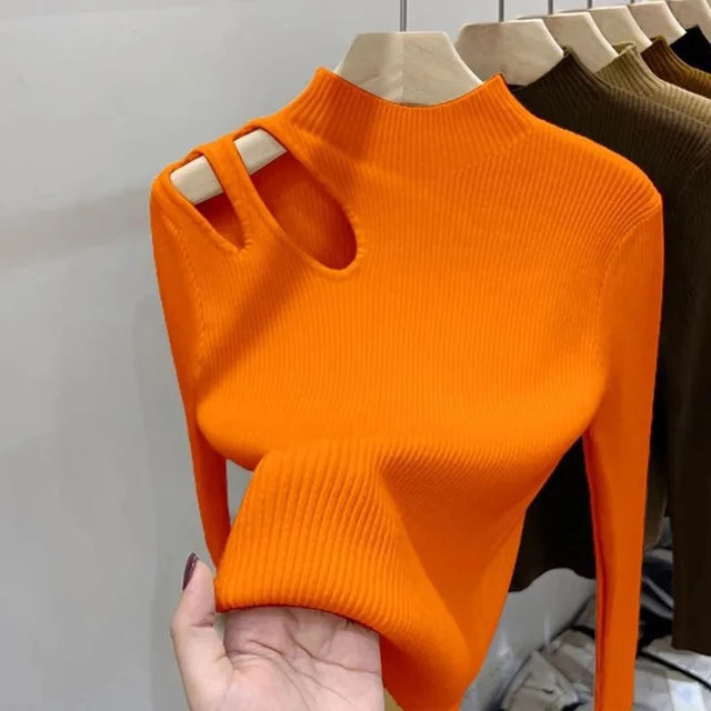 Hollow Out Turtleneck Sweaters