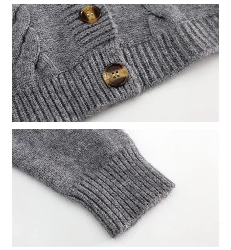 Elegant V-Neck Cropped Cardigan Sweater For Women