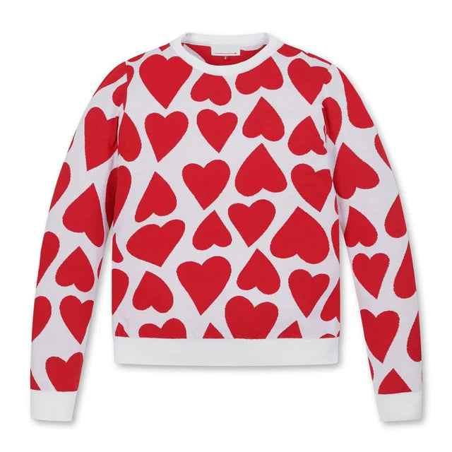 Heart Shape Design Long Sleeve Sweater For Women