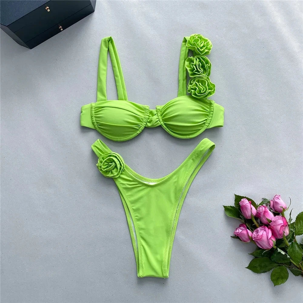 Blossom Glow Push-Up Bikini Set